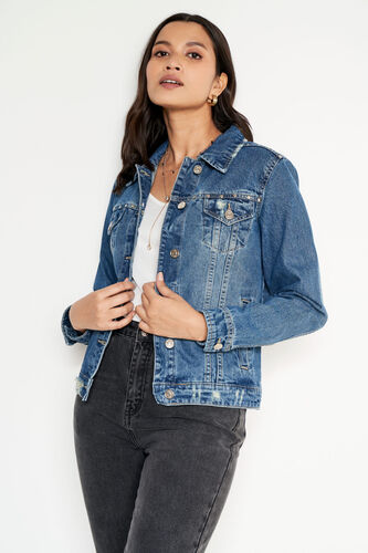 Studded Classic Denim Jacket, Blue, image 3